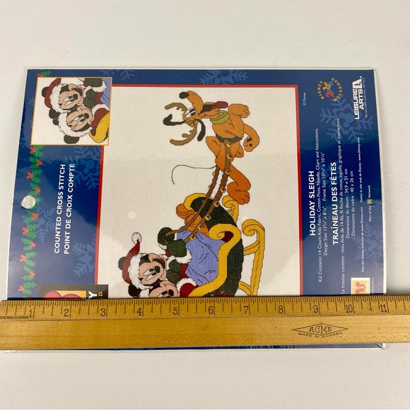 Disney Mickey Unlimited Cross Stitch Kit Holiday Sleigh 113414 New Sealed - Picture 8 of 8